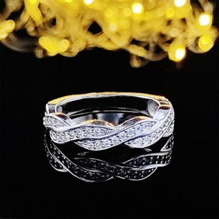 冷淡风戒指925银小半排钻戒指女古着vintage轻奢高级感素圈