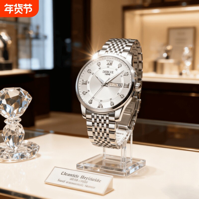 全自动男表手表男款机械风全自动防水数字双日历防水腕表男高级感