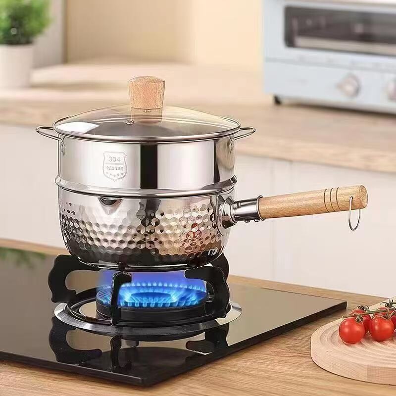 不锈钢雪平锅不粘锅汤锅奶锅辅食家用泡面无涂层电磁炉宝宝燃气灶