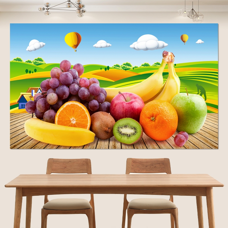客厅自粘装饰画卧室水果店广告贴画餐厅简约果蔬背景墙纸墙贴壁画图片