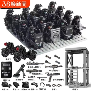 兼容乐高积木玩具军事人仔特种兵基地哨塔士兵武器小人偶拼装益智