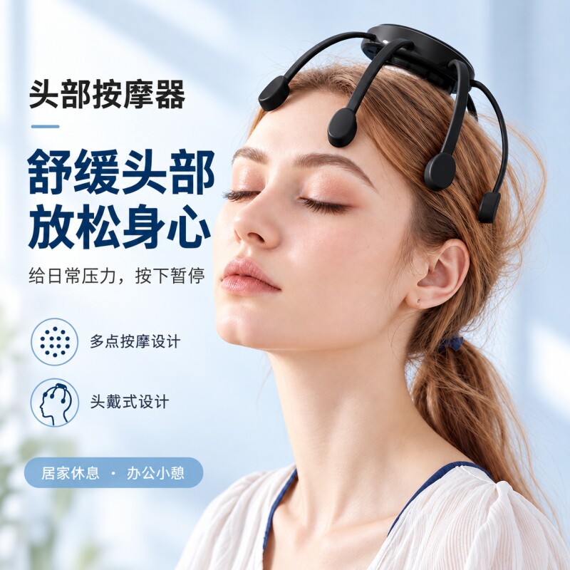 八爪鱼头部按摩器全自动揉捏辅助疏通经络电动头部专用智能按摩器