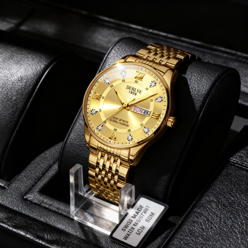 正品名牌钢带商务防水石英腕表高级感男士男款手表全自动非机械表