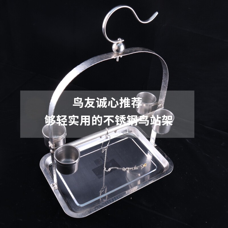不锈钢站架玄凤虎皮小鸟架子八哥鹩哥鸟笼金属群脚链
