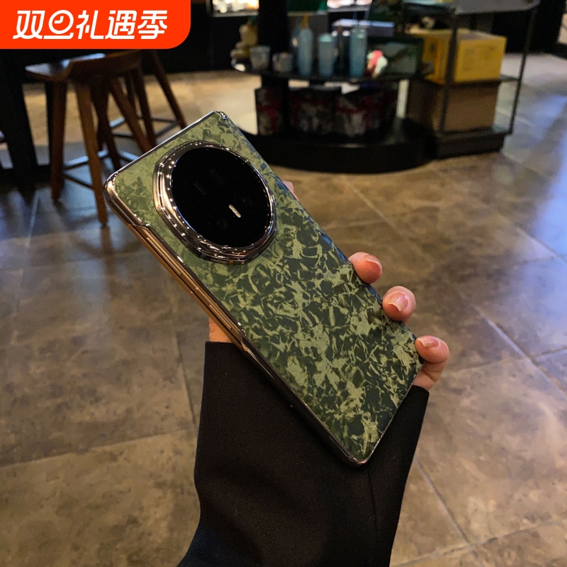 适用荣耀magicv5手机壳新款丝绒硬壳电镀镜框防摔华为MagicVs3折叠屏带中轴全包超薄V3商务honorvs2保护套V2