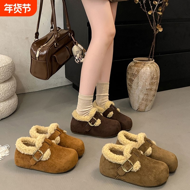 厚底吐司2代毛毛勃肯鞋女2025秋冬新款加绒内增高豆豆棉鞋子毛绒,女鞋,勃肯鞋/软木鞋,淘宝优惠券,粉丝福利购,淘宝优惠卷