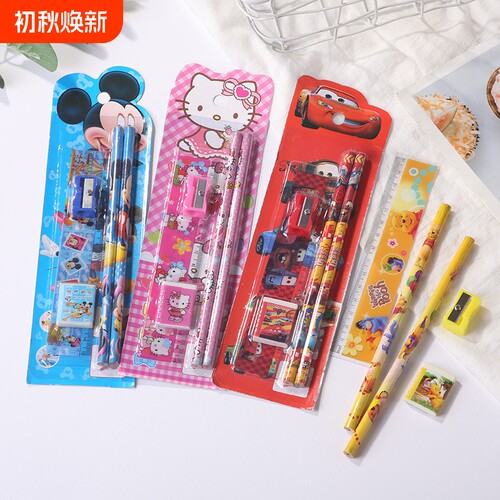铅笔套装小学生用铅笔橡皮卷笔刀尺子5件套文具套装儿童学习用品