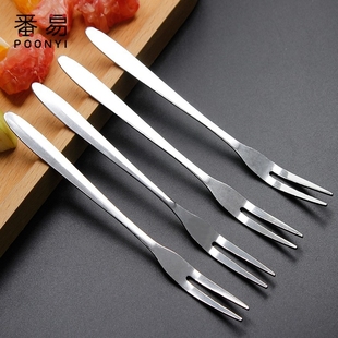 插果签点心迷你餐具会 甜品叉家用创意欧式 水果叉 不锈钢A1pf0