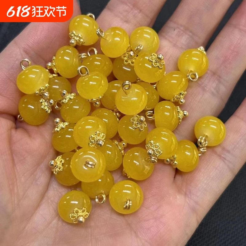 国风新中式圆形珠琉璃白玉吊坠钮扣精致小香风女士饰品纽扣子装饰