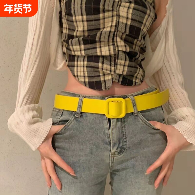 方扣大衣韩版女士ins牛仔裤装饰腰带西装简约百搭新款时尚皮带