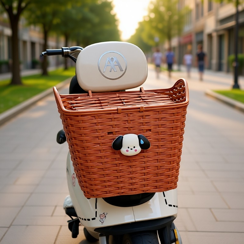 电动车后置储物筐可爱卡通摩托电瓶车后尾放东西置物神器防水挂篮