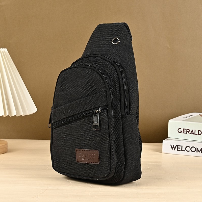 新款休闲男士帆布斜跨包大容量运动时尚单肩男包韩版百搭胸包