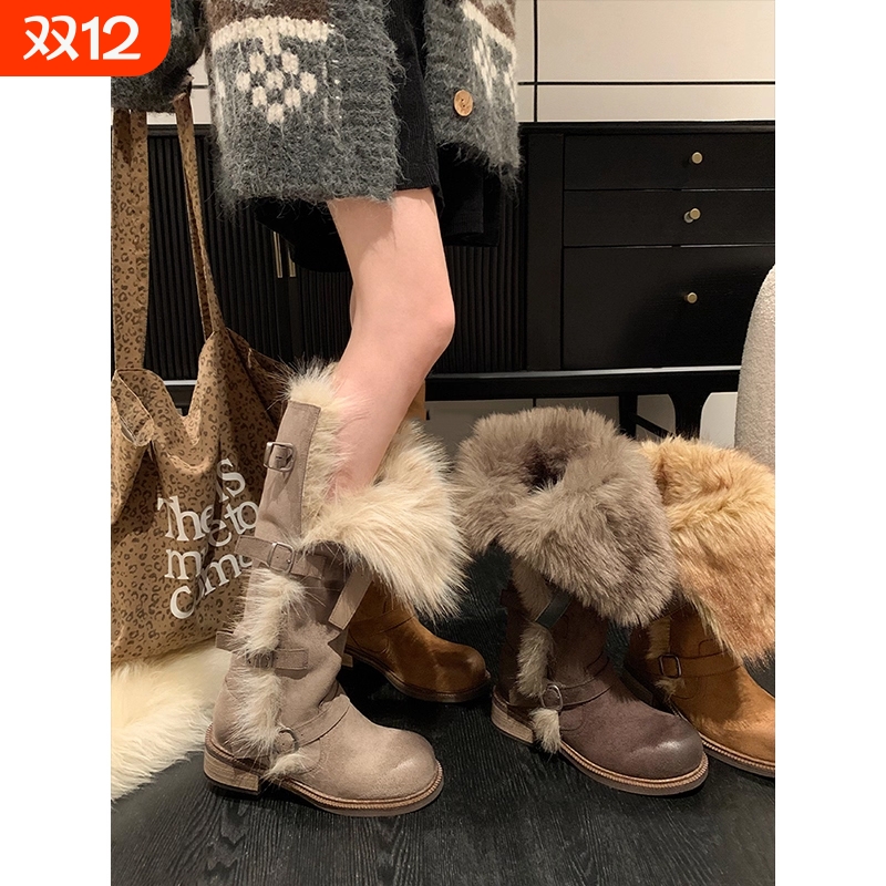 莫斯科俄式穿搭长筒雪地靴