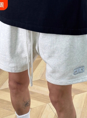 夏季美式休闲刺绣短裤男女篮球运动三四分裤宽松卫裤子黑色灰色