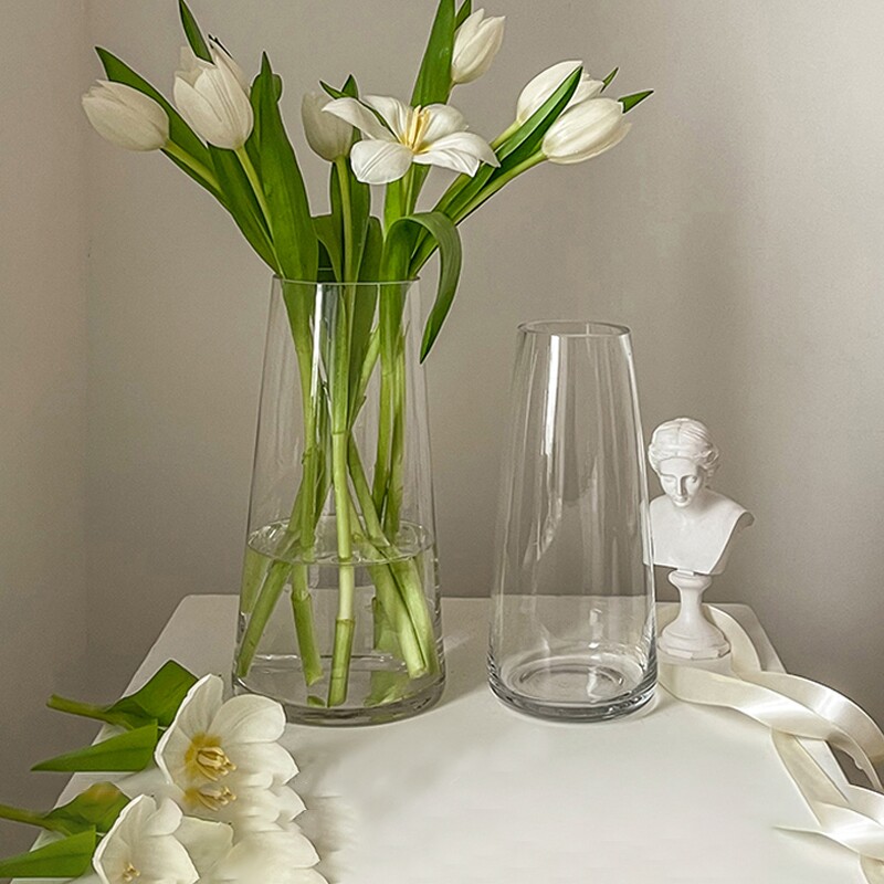 玻璃花瓶高级感摆件客厅插花透明水养轻奢水培鲜花玄关水晶电视柜
