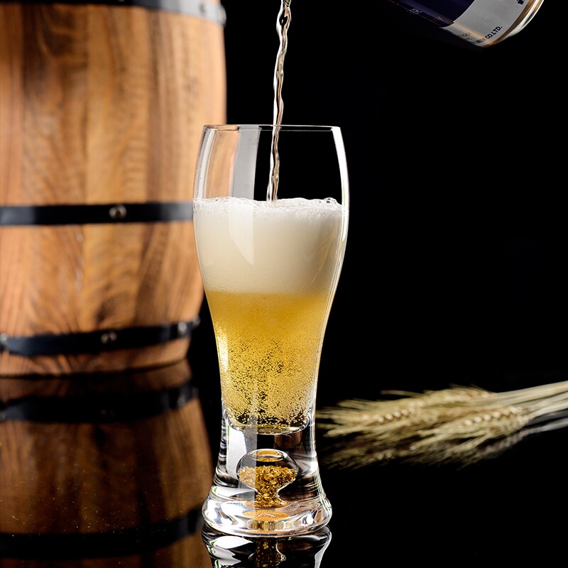 水晶金箔啤酒杯大容量畅饮家用套装 创意精酿扎啤杯子六只装