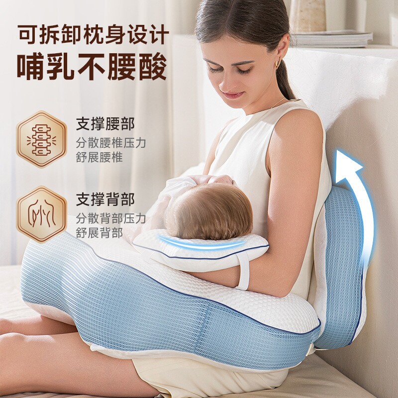 哺乳枕婴儿喂奶神器斜坡枕护腰靠垫可拆洗透气宝宝防吐奶环抱式枕