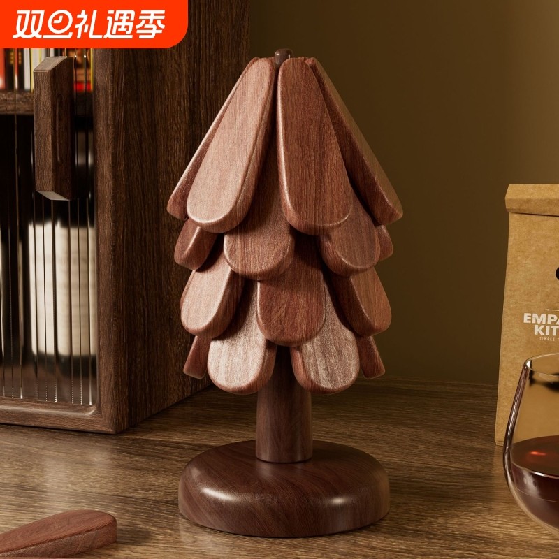 高级感圣诞树一棵树隔热垫实木质创意餐桌小防烫杯垫锅垫碗垫厨房