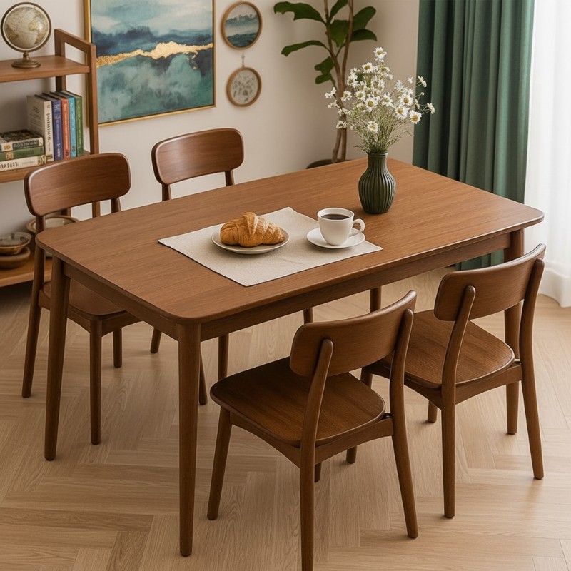 中古风餐桌家用实木饭桌长方形桌子简易出租屋用餐厅桌子餐饮商用