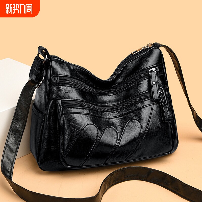 真皮女包2024新款女士软皮包单肩斜挎包女大容量高级感妈妈包大气