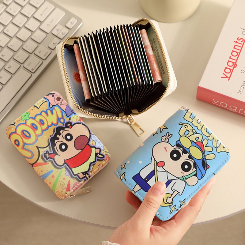 可爱卡通蜡笔小新卡包证件收纳小包多功能零钱包卡包一体多卡位女
