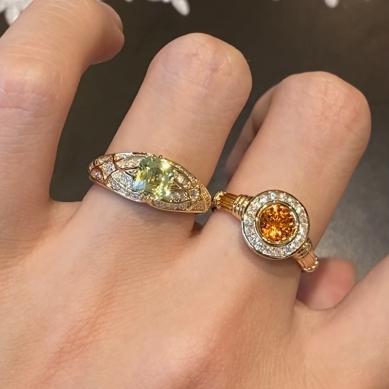 法式复古风不规则镶钻戒指轻奢高级重工开口指环女轻奢高级感