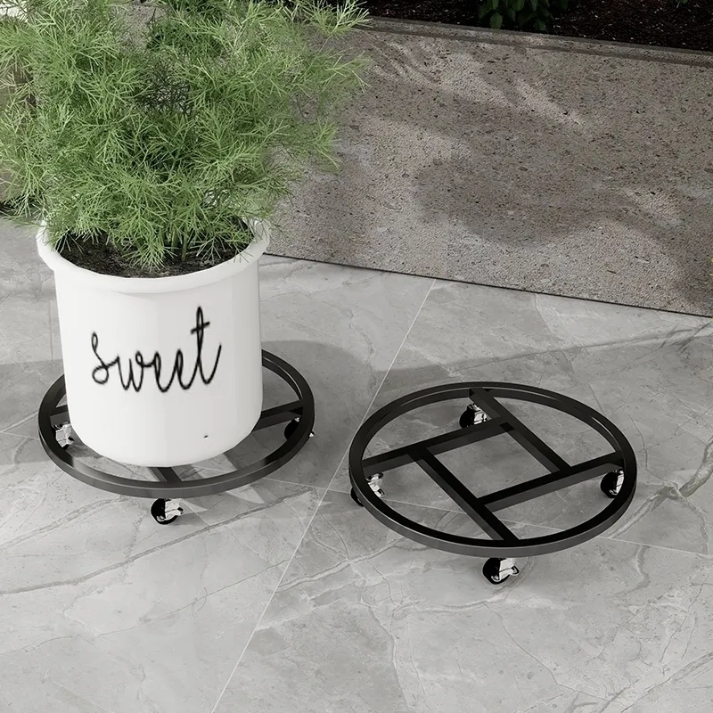 圆形移动花盆底座托盘架