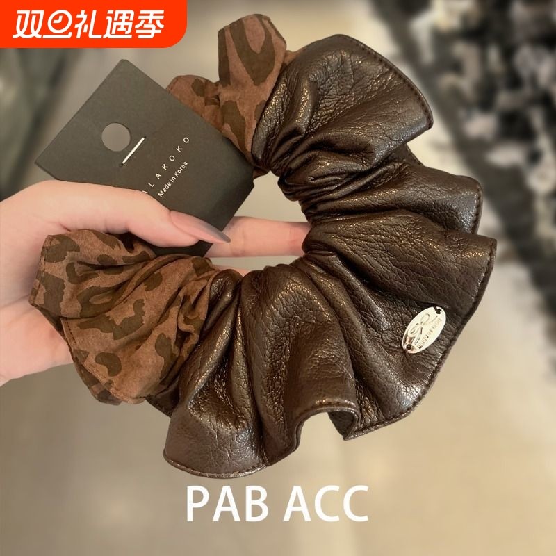 黑色发圈质感方巾发饰头绳气质扎丸子头马尾皮筋发绳短发条纹