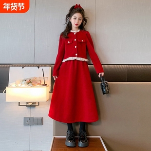 女童连衣裙秋冬款2026冬季裙子儿童小香风新年衣服公主裙套装时尚