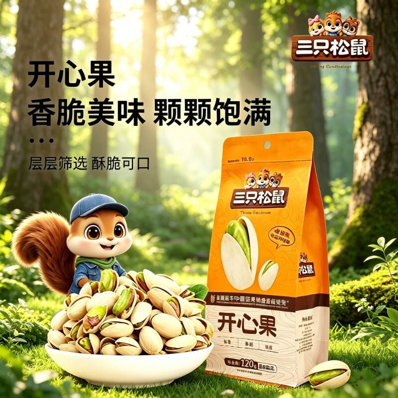 三只松鼠开心果120g盐焗味休闲健康坚果零食每日坚果干果追剧解馋