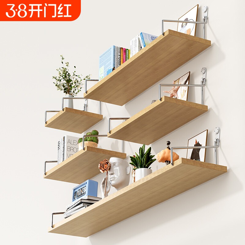 免打孔墙上置物架墙面卧室床头壁挂式收纳架墙壁挂式隔板架子客厅