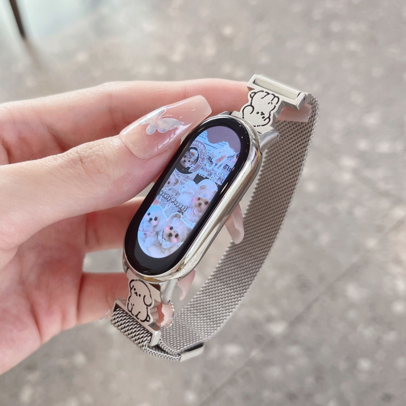 新款适用小米手环9表带8代线条小狗10磁吸米兰尼斯7/6/5腕带nfc版男女生高级运动智能替换带3手表带4金属配件