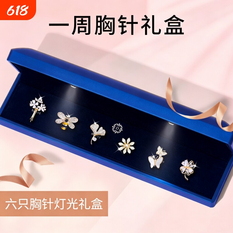 高端大气胸针礼盒女精致时尚套装胸花别针徽章高级感西装西服配饰