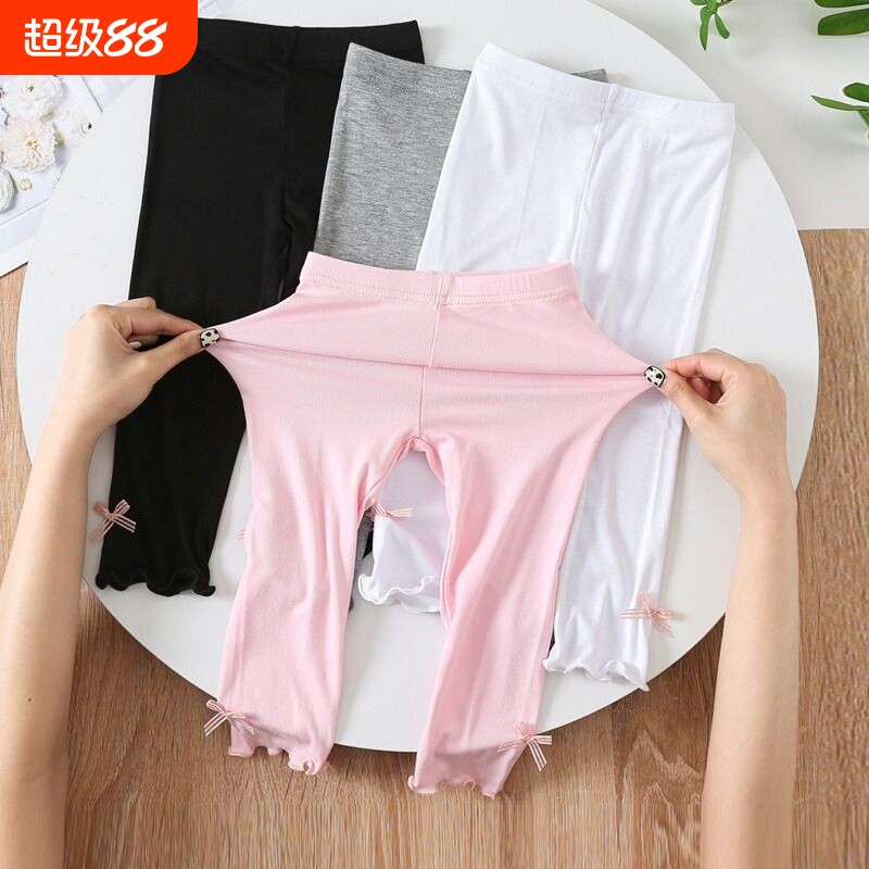 女童打底裤薄款7分裤韩版洋气外穿9宝宝九分裤夏天七分裤安全婴幼