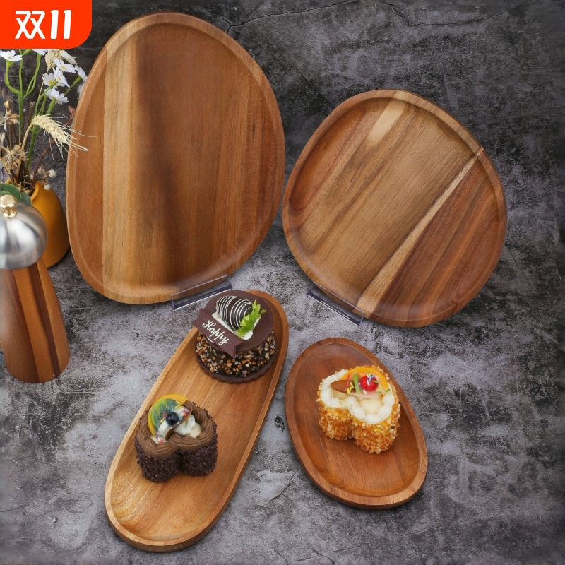 茶盘西餐盘相思木椭圆形复古风