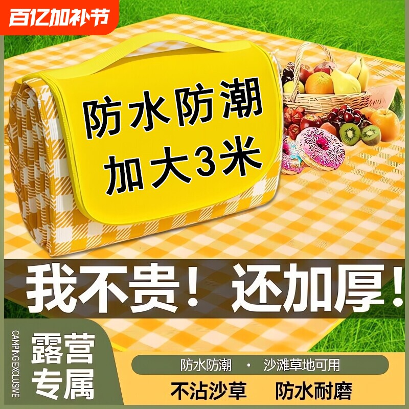 野餐垫防潮垫草坪防水加厚户外公园野炊野营春游便携布聚餐坐垫