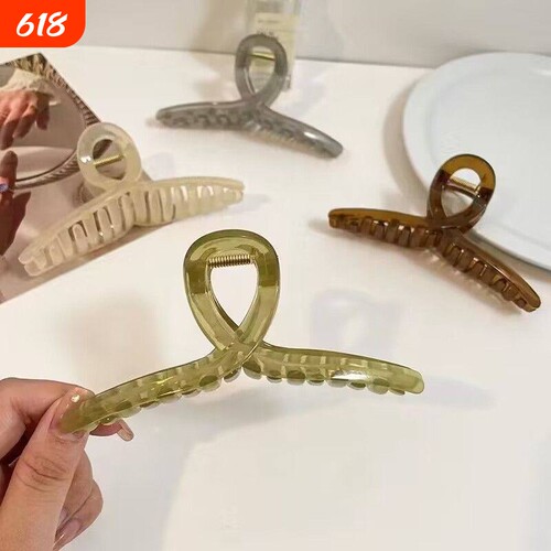 新款13CM法式头饰盘发抓发夹超大号鲨鱼夹后脑勺绿色白色磨砂灰色