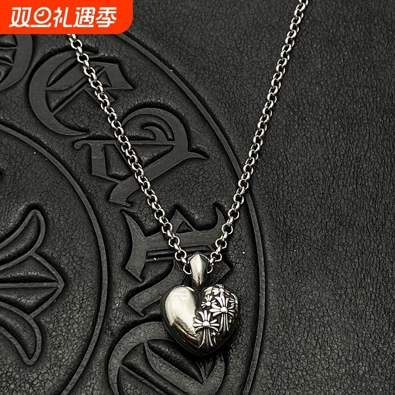 ODEK复古做旧爱心墓葬吊坠项链欧美男女小众气质高级感锁骨链轻奢