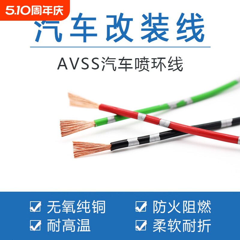 汽车改装线纯铜线车用电线细灯线0.3-2.5平方线束线路导线电路
