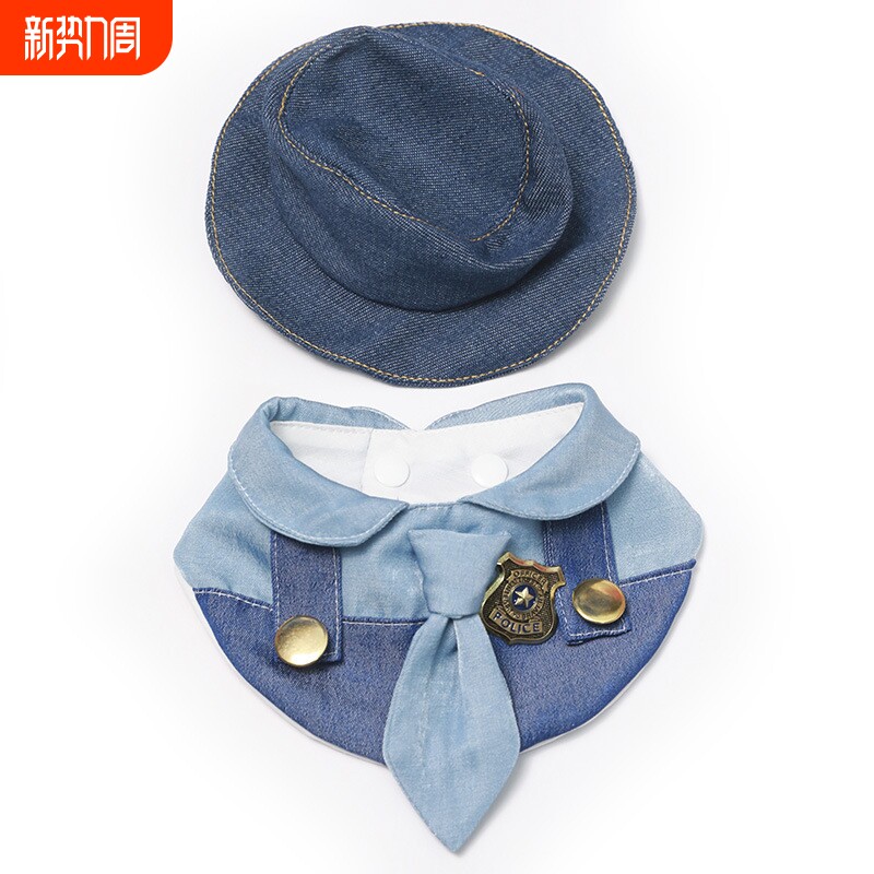 宠物围兜牛仔卡通形象猫咪口水巾狗狗围脖领结拍照道具cos装饰品
