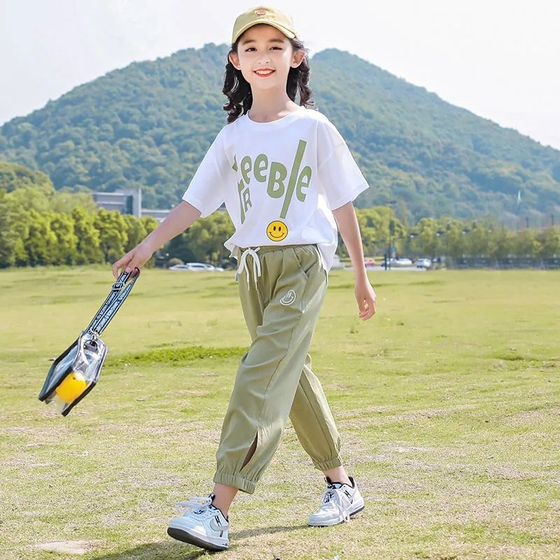 女童夏装套装2025新款洋气时髦小女孩运动衣服儿童夏季短袖两件套