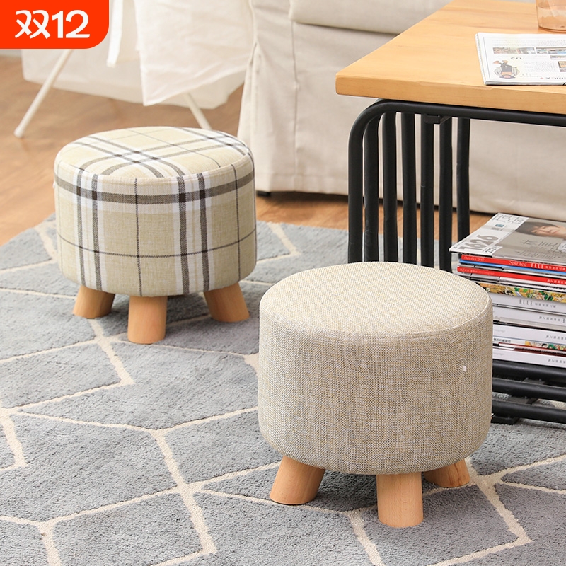 小凳子北欧风家用矮凳轻奢茶几凳网红沙发凳加厚实木换鞋凳圆凳子