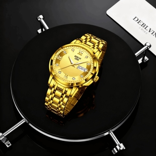 手表男款 全自动男表数字双日历防水腕表男机械风全自动防水高级感