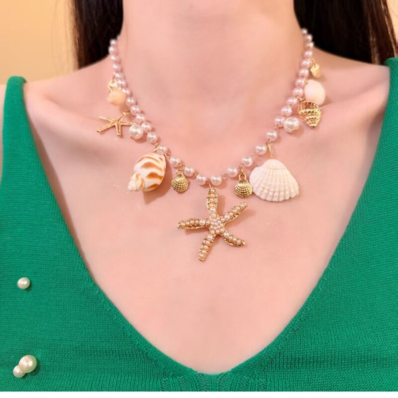 海岛三亚度假风海星贝壳项链女款海边穿搭锁骨链颈链配饰