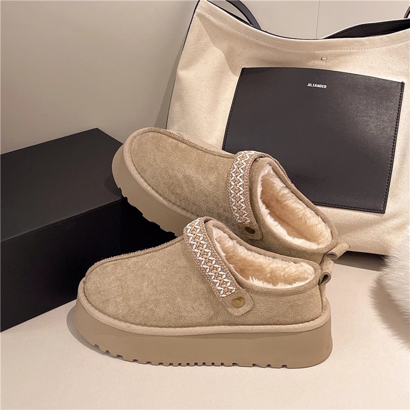 冬季皮毛一体雪地靴厚底加绒保暖棉鞋包头半拖毛毛鞋女外穿拖鞋