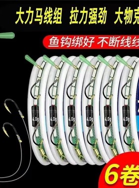大力马线主线组鱼钩套装黑坑pe鱼线大物巨物渔具用品大全双钩溪流