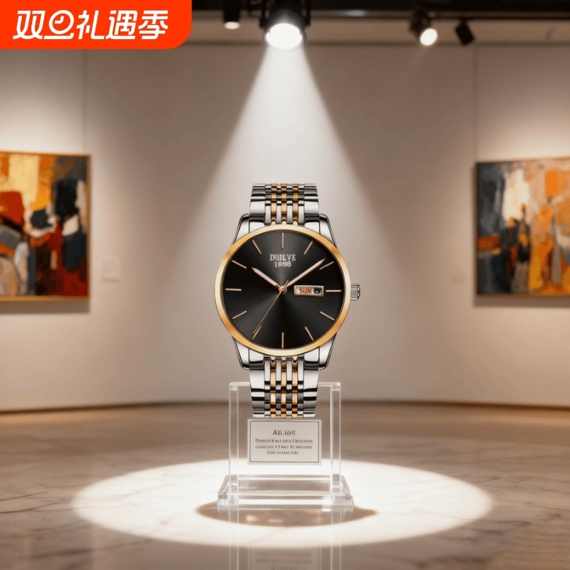 手表男款防水高级感全自动男表数字双日历防水腕表男机械风全自动