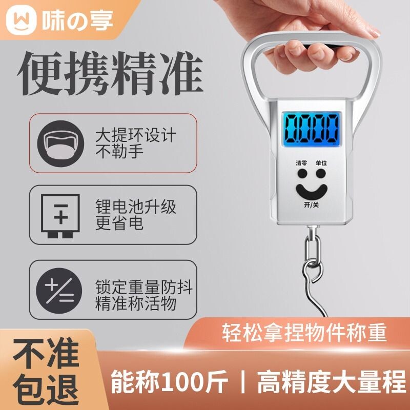 迷你手提电子秤钓鱼秤便携高精度家用快递称弹簧秤小型充电吊钩秤
