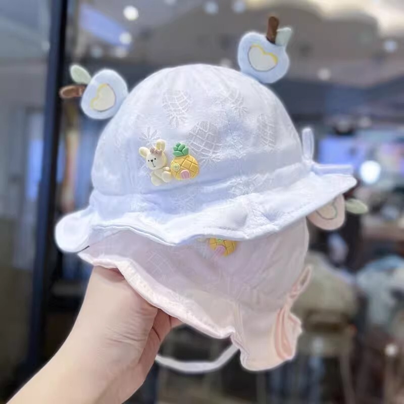 婴儿帽子夏季薄款男宝宝女防晒遮阳渔夫帽婴幼儿太阳帽可调节纯棉图片