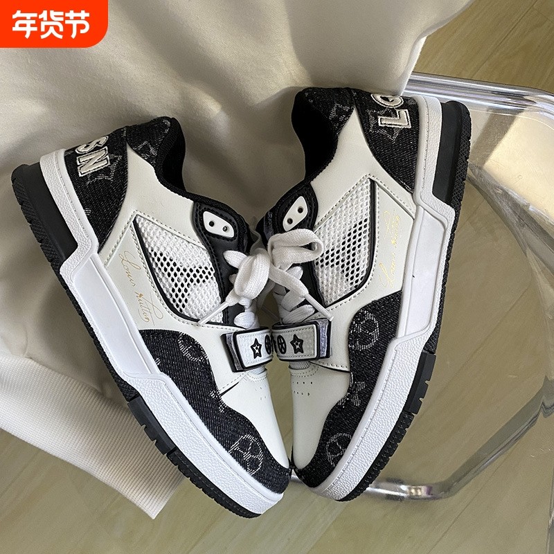 爆款潮ins学生小众黑白拼色魔术贴板鞋女chic情侣百搭运动鞋子女,流行男鞋,休闲板鞋,淘宝优惠券,粉丝福利购,淘宝优惠卷